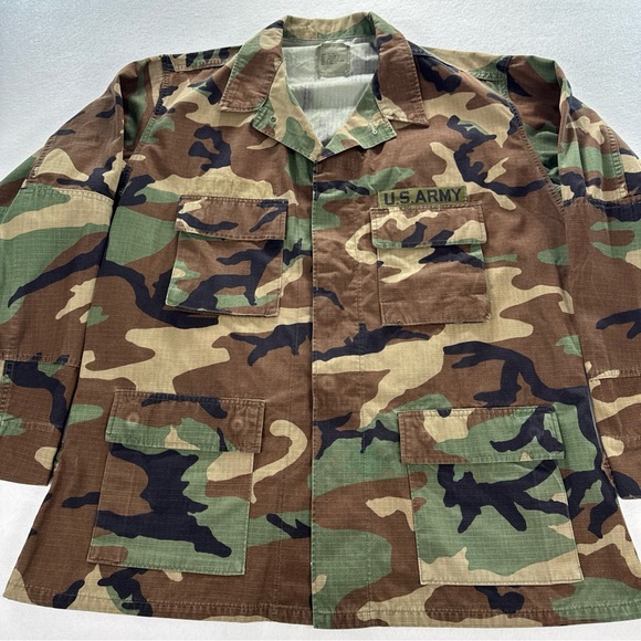 USGI Military BDU Mens Large M81 Woodland Combat Uniform Shirt Field Jacket Top - Picture 8 of 10